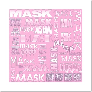 THE MASK TYPOGRAPHY DESIGN FOR 2020 IN WHITE TEXT BLUSH PINK BACKGROUND Posters and Art